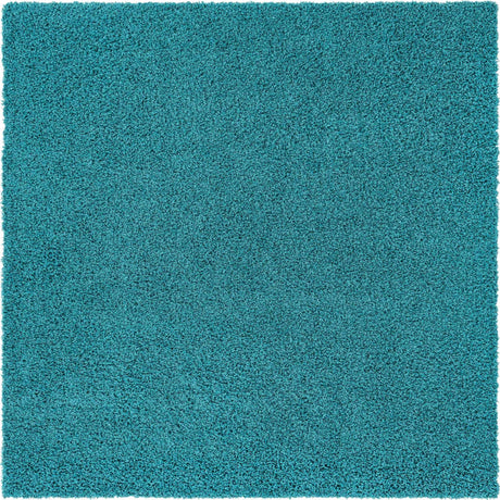 Deep Aqua Blue 7' 10 x 7' 10 Solid Shag Square Area Rug Thick Soft Touch Fluffy & Plush Shaggy Pile