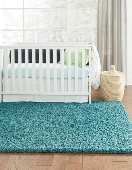 Deep Aqua Blue 10' x 13' 1 Solid Shag Rectangle Area Rug Thick Soft Touch Fluffy & Plush Shaggy Pile Durable Minimalist Carpet for Classic Interior Design for Sale at Rug Engine