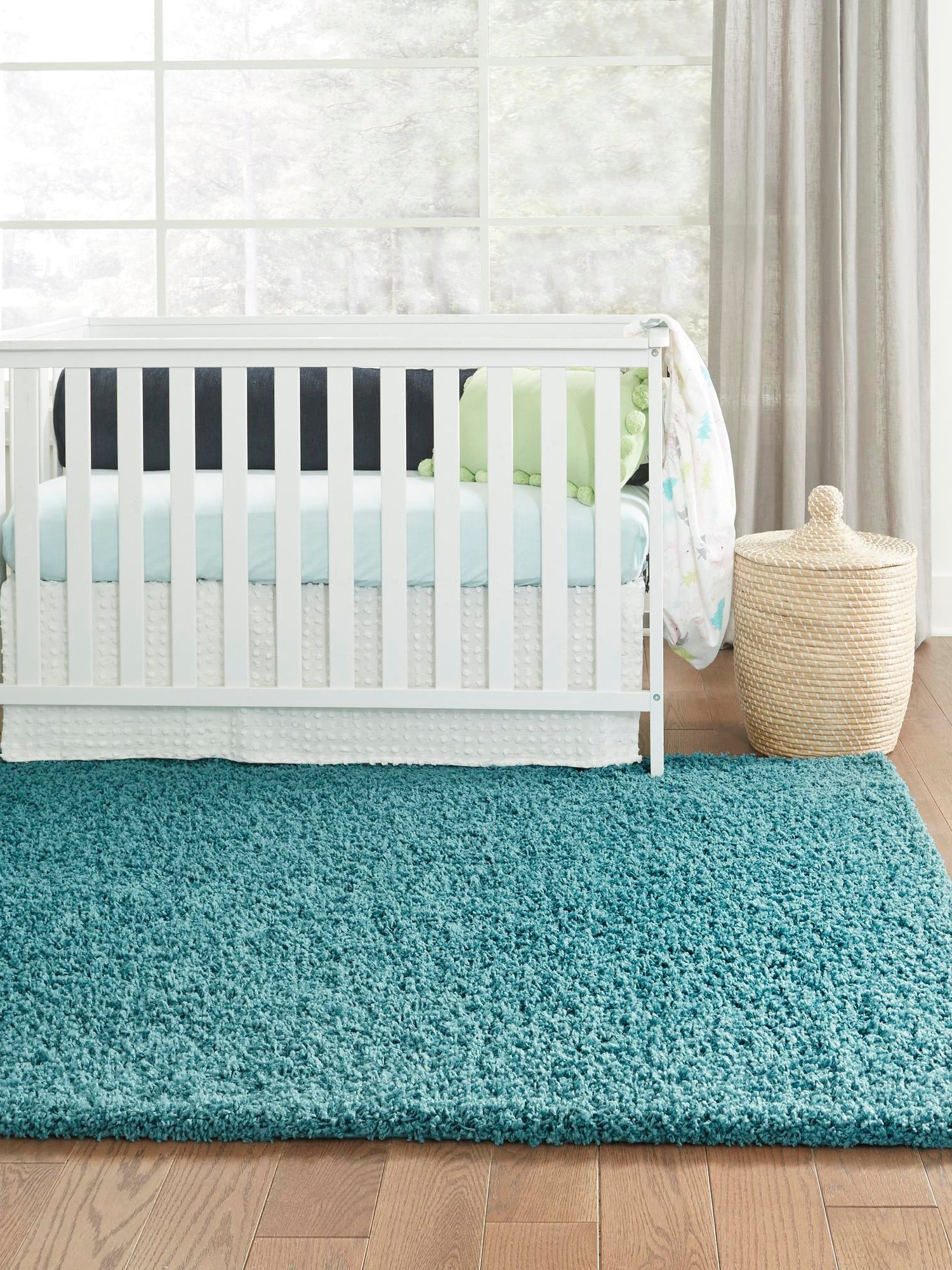 Deep Aqua Blue 2' x 3' 1 Solid Shag Rectangle Area Rug Thick Soft Touch Fluffy & Plush Shaggy Pile Durable Minimalist Carpet for Classic Interior Design for Sale at Rug Engine