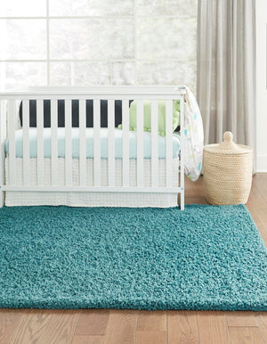 Deep Aqua Blue 2' 2 x 3' 1 Solid Shag Rectangle Rug