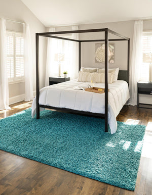 Deep Aqua Blue 2' 2 x 3' 1 Solid Shag Rectangle Rug