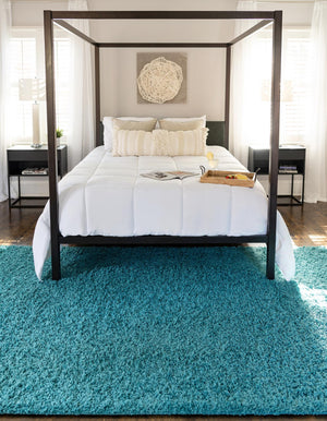 Deep Aqua Blue 2' 2 x 3' 1 Solid Shag Rectangle Rug