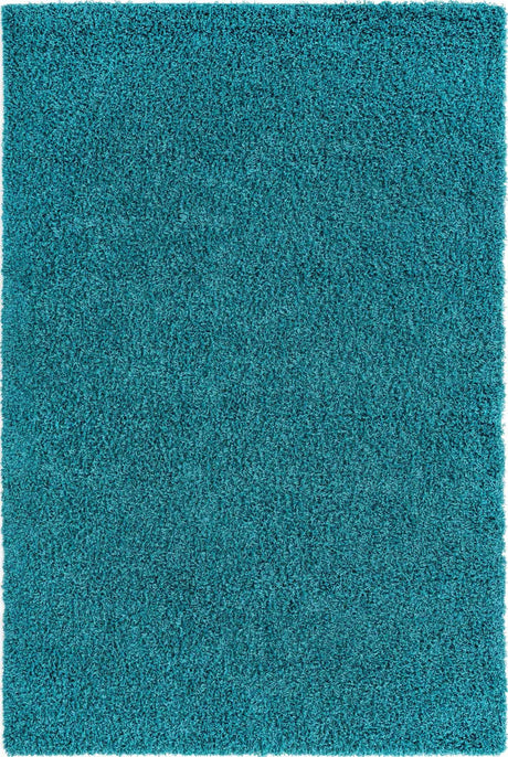 Deep Aqua Blue 6' 1 x 9' Solid Shag Rectangle Area Rug Thick Soft Touch Fluffy & Plush Shaggy Pile