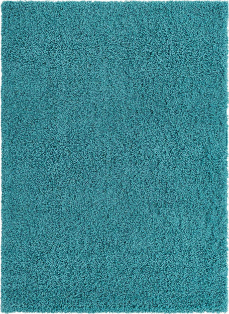 Deep Aqua Blue 7' 1 x 10' Solid Shag Rectangle Area Rug Thick Soft Touch Fluffy & Plush Shaggy Pile