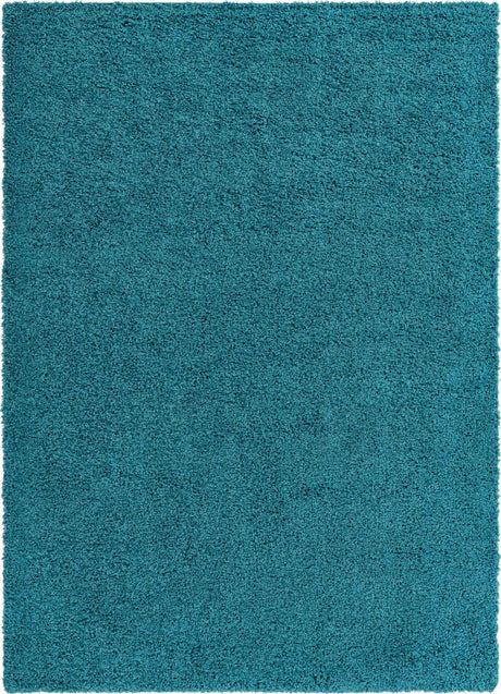 Deep Aqua Blue 7' 10 x 11' Solid Shag Rectangle Area Rug Thick Soft Touch Fluffy & Plush Shaggy Pile