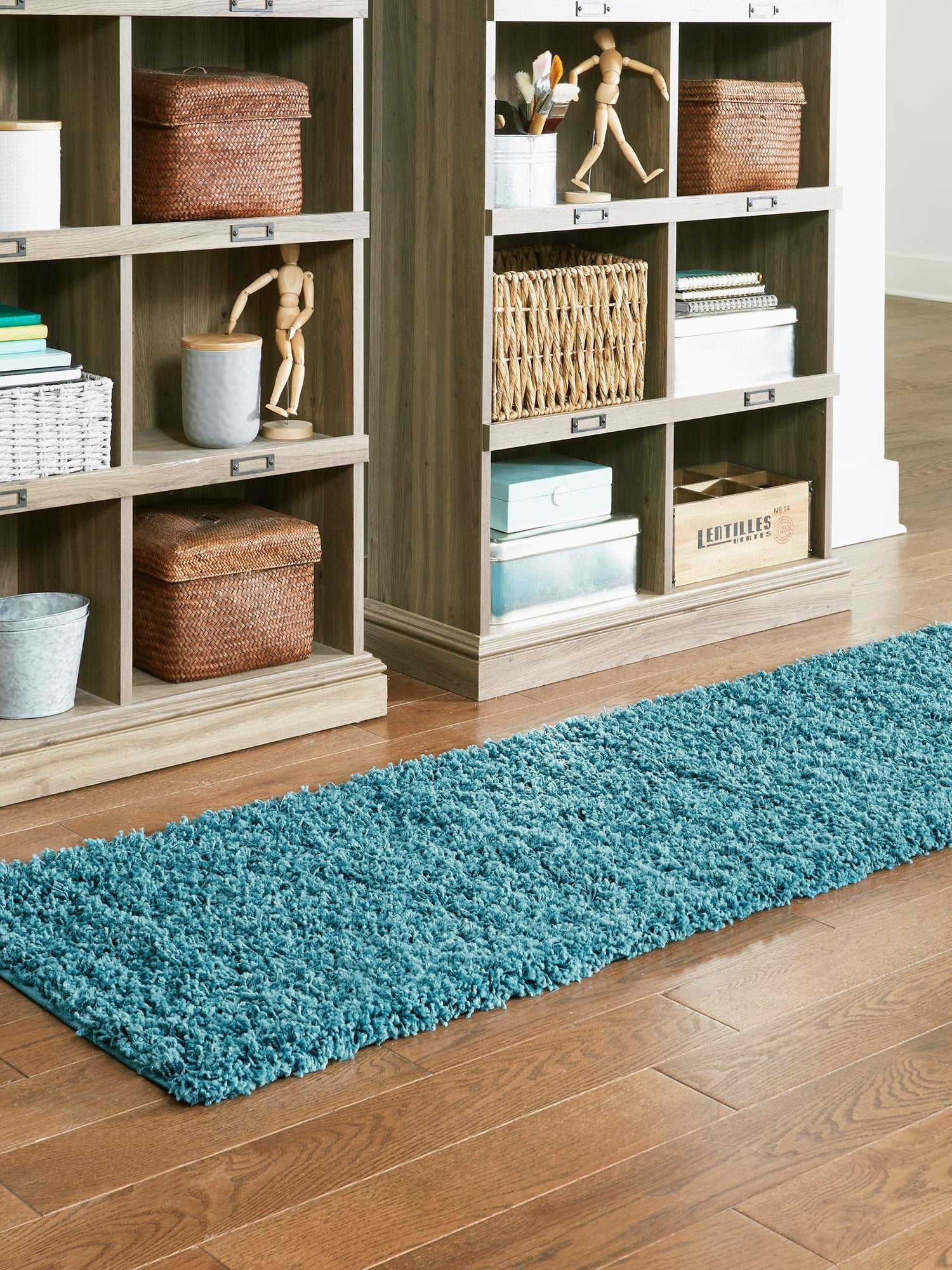 Deep Aqua Blue 2' 1 x 6' 5 Solid Shag Runner Area Rug Thick Soft Touch Fluffy & Plush Shaggy Pile Durable Minimalist Carpet for Classic Interior Design for Sale at Rug Engine