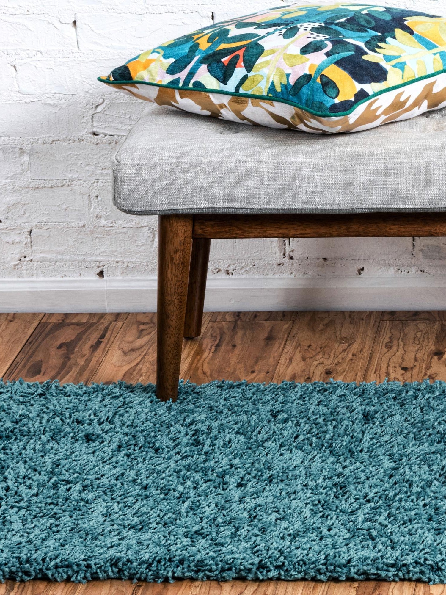 Deep Aqua Blue 2' 1 x 6' 5 Solid Shag Runner Area Rug Thick Soft Touch Fluffy & Plush Shaggy Pile Durable Minimalist Carpet for Classic Interior Design for Sale at Rug Engine