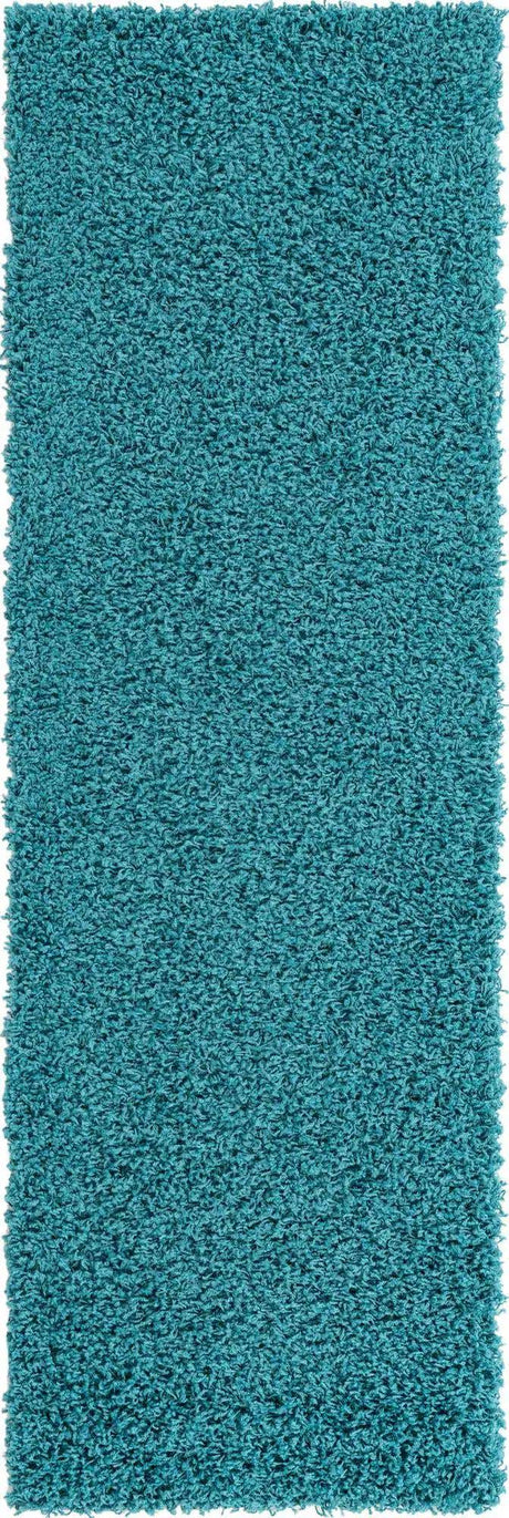 Deep Aqua Blue 2' 1 x 6' 5 Solid Shag Runner Area Rug Thick Soft Touch Fluffy & Plush Shaggy Pile
