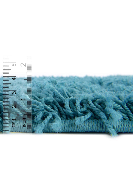 Deep Aqua Blue 4' 1 x 4' 1 Solid Shag Round Area Rug Thick Soft Touch Fluffy & Plush Shaggy Pile Durable Minimalist Carpet for Classic Interior Design for Sale at Rug Engine