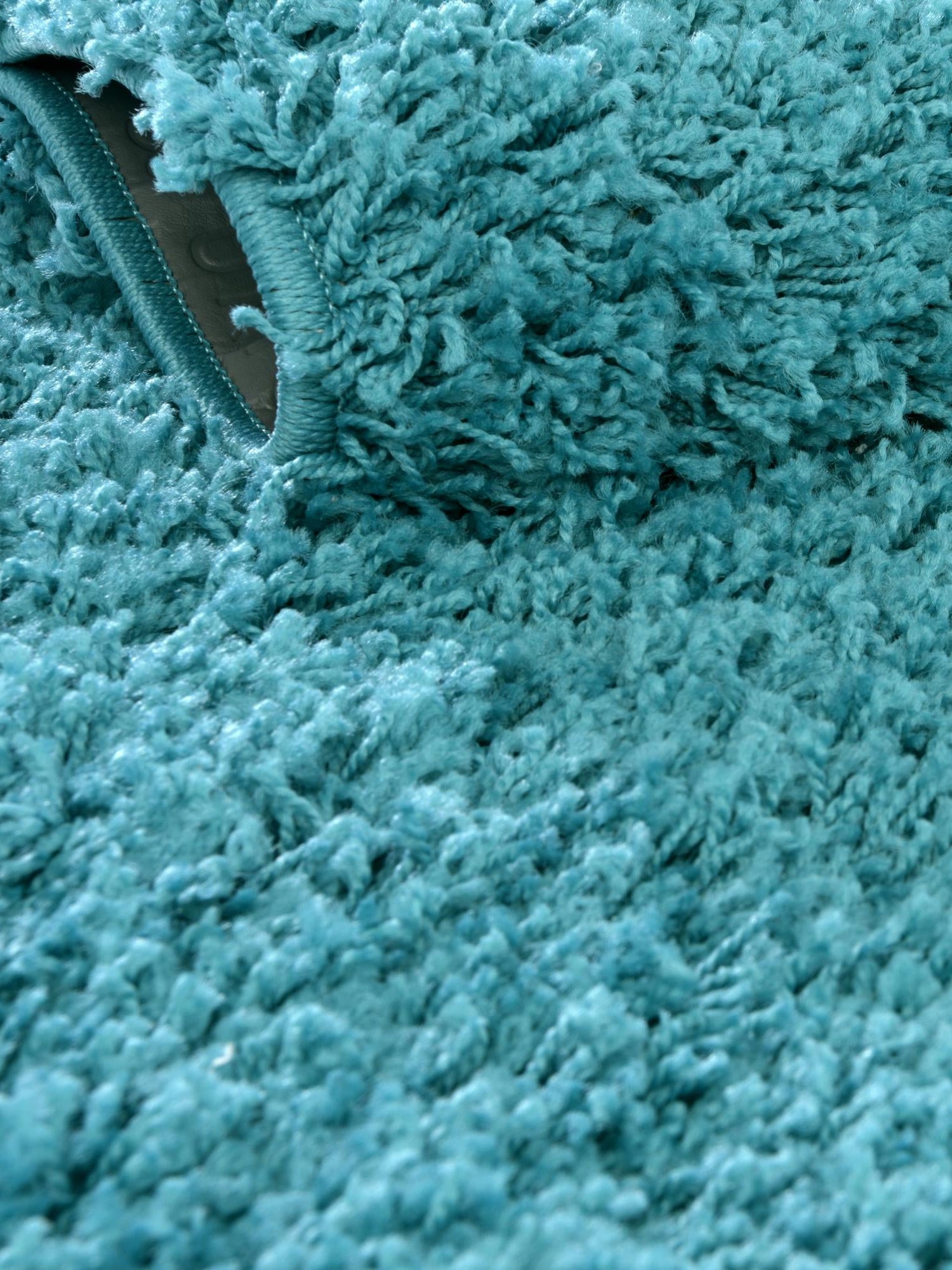 Deep Aqua Blue 7' 10 x 7' 10 Solid Shag Round Area Rug Thick Soft Touch Fluffy & Plush Shaggy Pile Durable Minimalist Carpet for Classic Interior Design for Sale at Rug Engine
