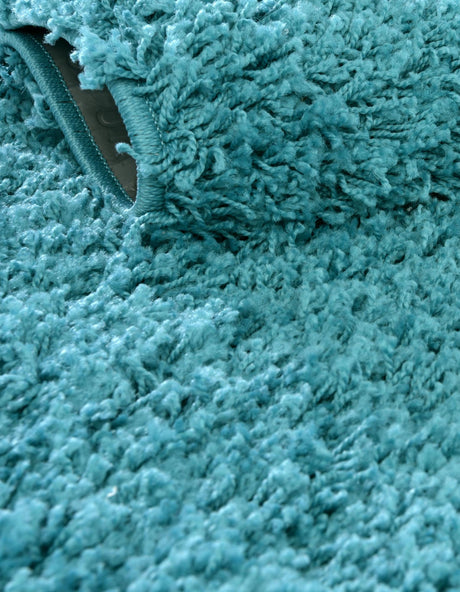 Deep Aqua Blue 7' 10 x 7' 10 Solid Shag Round Area Rug Thick Soft Touch Fluffy & Plush Shaggy Pile Durable Minimalist Carpet for Classic Interior Design for Sale at Rug Engine