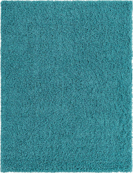 Deep Aqua Blue 9' x 12' Solid Shag Rectangle Area Rug Thick Soft Touch Fluffy & Plush Shaggy Pile