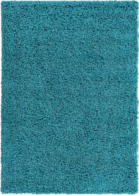 Deep Aqua Blue 2' x 3' 1 Solid Shag Rectangle Area Rug Thick Soft Touch Fluffy & Plush Shaggy Pile