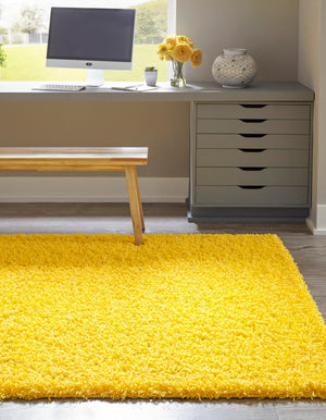 Tuscan Sun Yellow 8' x 10' Solid Shag Rectangle Rug
