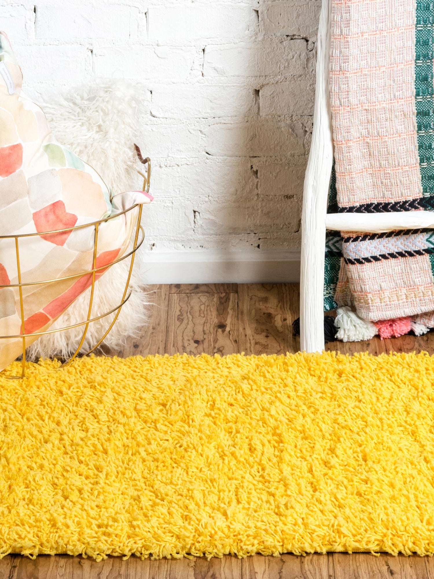 Tuscan Sun Yellow 2' 7 x 13' 1 Solid Shag Runner Area Rug Thick Soft Touch Fluffy & Plush Shaggy Pile Durable Minimalist Carpet for Classic Interior Design for Sale at Rug Engine