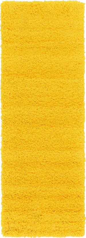 Tuscan Sun Yellow 2' x 6' 5 Solid Shag Runner Area Rug Thick Soft Touch Fluffy & Plush Shaggy Pile