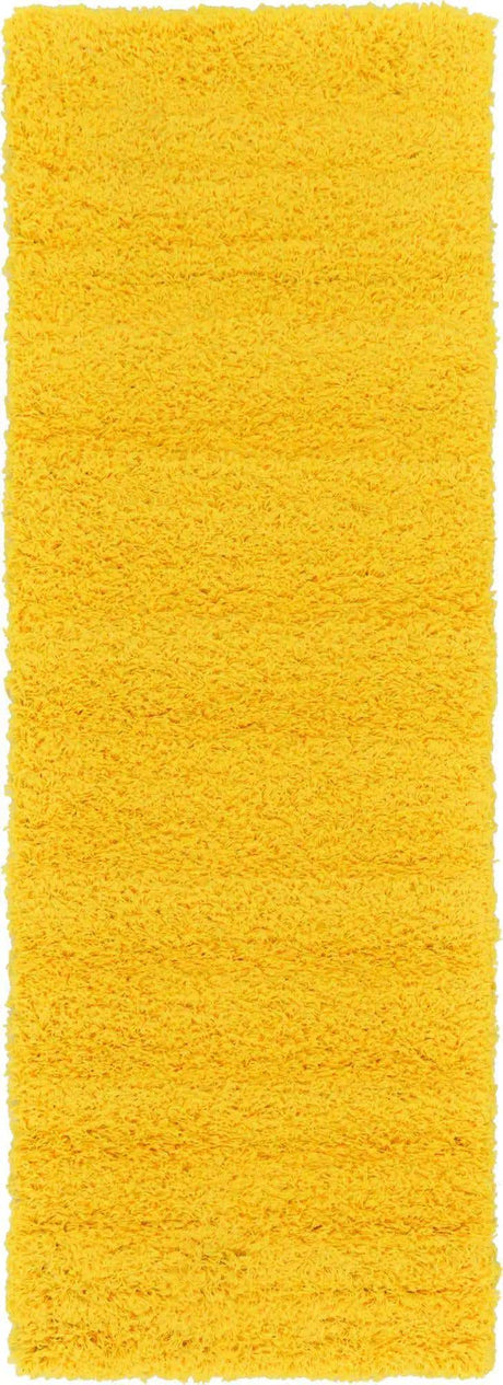 Tuscan Sun Yellow 2' x 6' 5 Solid Shag Runner Area Rug Thick Soft Touch Fluffy & Plush Shaggy Pile