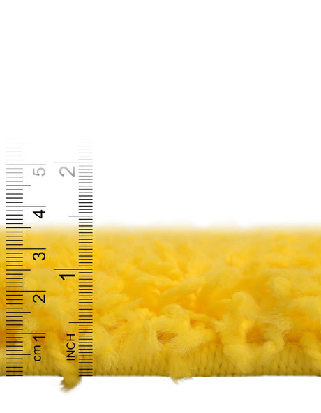 Tuscan Sun Yellow 4' 1 x 4' 1 Solid Shag Round Area Rug Thick Soft Touch Fluffy & Plush Shaggy Pile