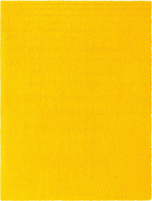 Tuscan Sun Yellow 9' x 12' Solid Shag Rectangle Area Rug Thick Soft Touch Fluffy & Plush Shaggy Pile