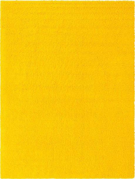Tuscan Sun Yellow 9' x 12' Solid Shag Rectangle Area Rug Thick Soft Touch Fluffy & Plush Shaggy Pile