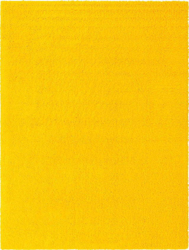 Tuscan Sun Yellow 9' x 12' Solid Shag Rectangle Area Rug Thick Soft Touch Fluffy & Plush Shaggy Pile