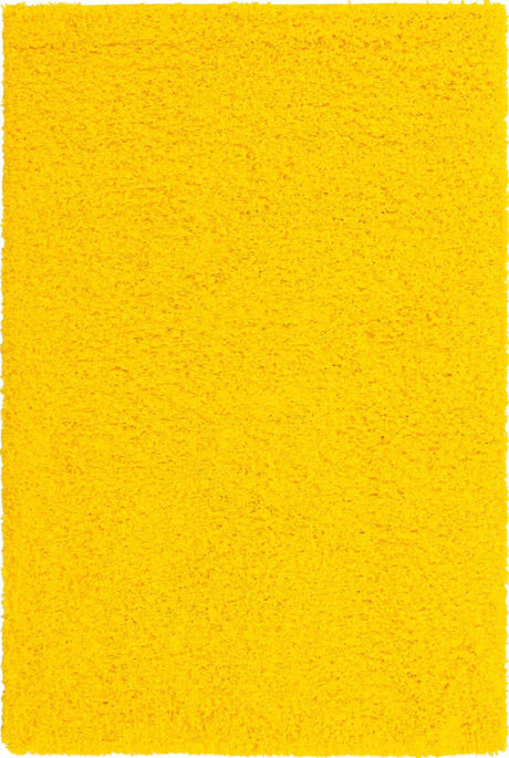 Tuscan Sun Yellow 4' 1 x 6' 1 Solid Shag Rectangle Area Rug Thick Soft Touch Fluffy & Plush Shaggy Pile