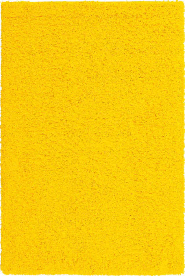 Tuscan Sun Yellow 4' 1 x 6' 1 Solid Shag Rectangle Area Rug Thick Soft Touch Fluffy & Plush Shaggy Pile