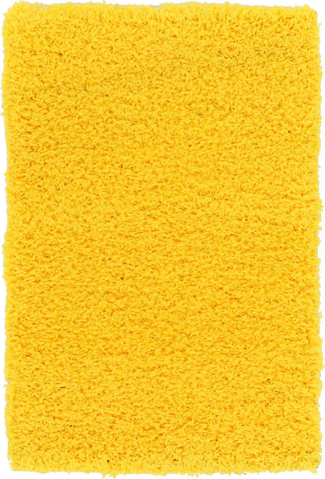 Tuscan Sun Yellow 2' x 3' 1 Solid Shag Rectangle Area Rug Thick Soft Touch Fluffy & Plush Shaggy Pile
