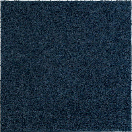 Sapphire Blue 7' 10 x 7' 10 Solid Shag Square Area Rug Thick Soft Touch Fluffy & Plush Shaggy Pile