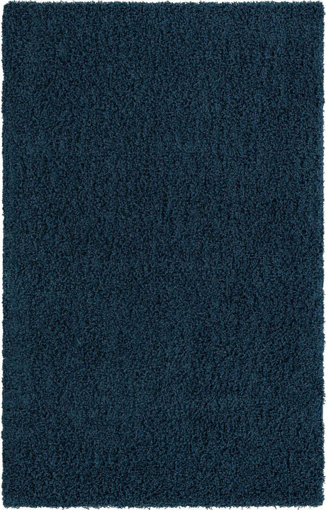 Sapphire Blue 5' 1 x 8' Solid Shag Rectangle Rug