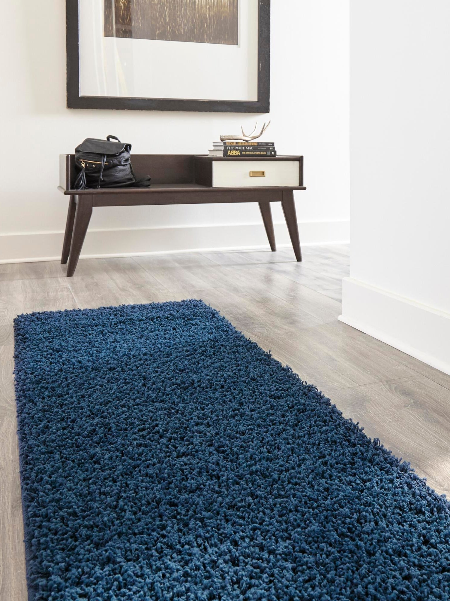 Sapphire Blue 2' 1 x 6' 5 Solid Shag Runner Area Rug Thick Soft Touch Fluffy & Plush Shaggy Pile Durable Minimalist Carpet for Classic Interior Design for Sale at Rug Engine