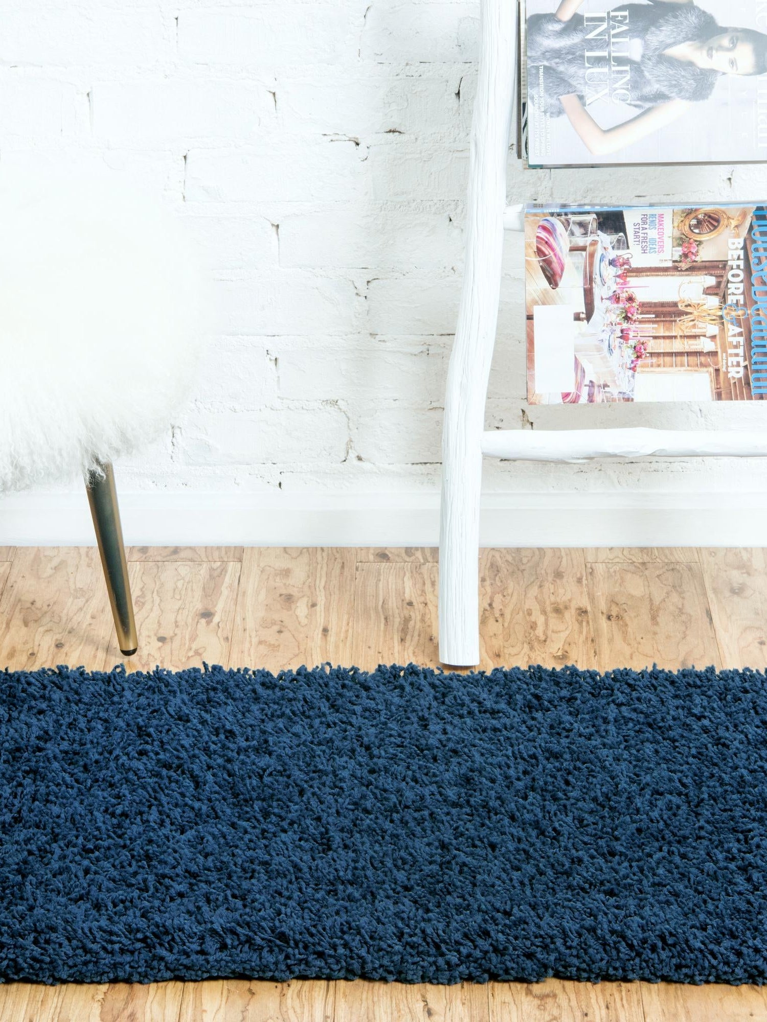 Sapphire Blue 2' 7 x 19' 8 Solid Shag Runner Area Rug Thick Soft Touch Fluffy & Plush Shaggy Pile Durable Minimalist Carpet for Classic Interior Design for Sale at Rug Engine