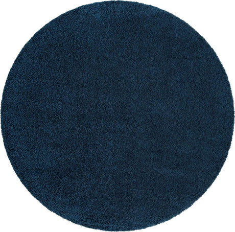 Sapphire Blue 6' 1 x 6' 1 Solid Shag Round Area Rug Thick Soft Touch Fluffy & Plush Shaggy Pile