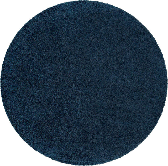 Sapphire Blue 6' 1 x 6' 1 Solid Shag Round Area Rug Thick Soft Touch Fluffy & Plush Shaggy Pile