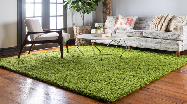 Grass Green 7' 10 x 7' 10 Solid Shag Square Area Rug Thick Soft Touch Fluffy & Plush Shaggy Pile