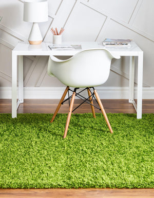 Grass Green 7' 10 x 7' 10 Solid Shag Square Area Rug Thick Soft Touch Fluffy & Plush Shaggy Pile