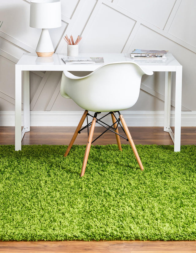 Grass Green 7' 10 x 7' 10 Solid Shag Square Area Rug Thick Soft Touch Fluffy & Plush Shaggy Pile