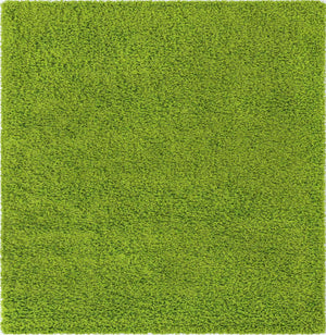 Grass Green 7' 10 x 7' 10 Solid Shag Square Area Rug Thick Soft Touch Fluffy & Plush Shaggy Pile