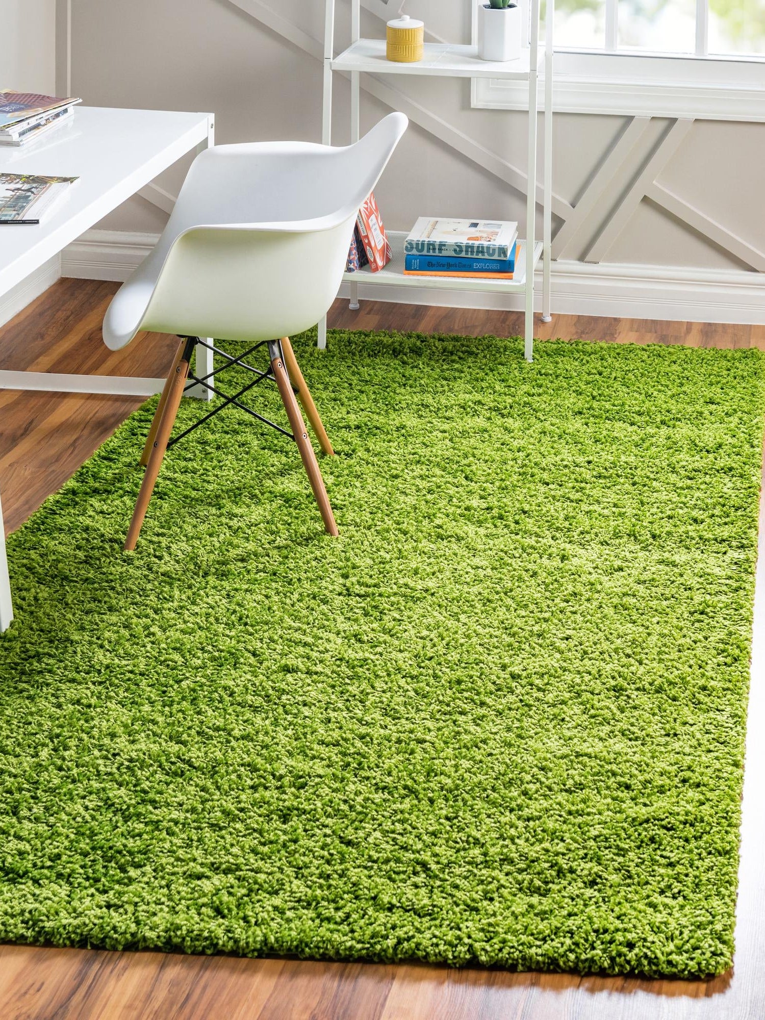 Grass Green 1' x 1' Solid Shag Sample Area Rug Thick Soft Touch Fluffy & Plush Shaggy Pile Durable Minimalist Carpet for Classic Interior Design for Sale at Rug Engine