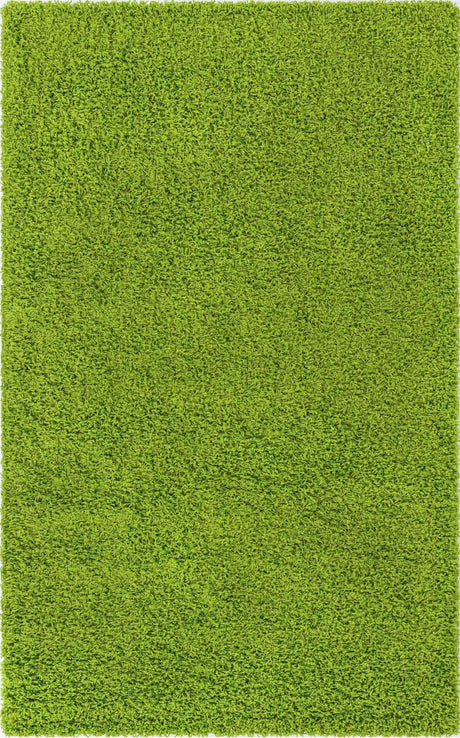Grass Green 5' 1 x 8' Solid Shag Rectangle Rug