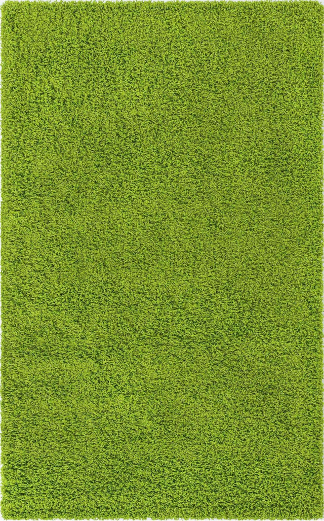 Grass Green 5' 1 x 8' Solid Shag Rectangle Rug