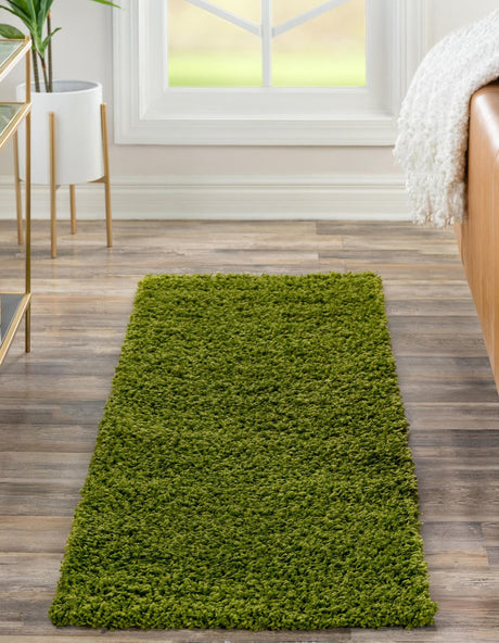 Grass Green 2' 1 x 6' 5 Solid Shag Runner Area Rug Thick Soft Touch Fluffy & Plush Shaggy Pile