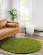 Grass Green 4' 1 x 4' 1 Solid Shag Round Area Rug Thick Soft Touch Fluffy & Plush Shaggy Pile