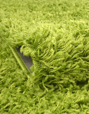 Grass Green 4' 1 x 4' 1 Solid Shag Round Area Rug Thick Soft Touch Fluffy & Plush Shaggy Pile