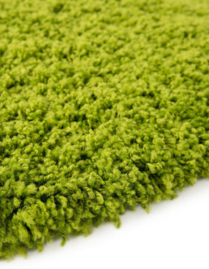 Grass Green 4' 1 x 4' 1 Solid Shag Round Area Rug Thick Soft Touch Fluffy & Plush Shaggy Pile