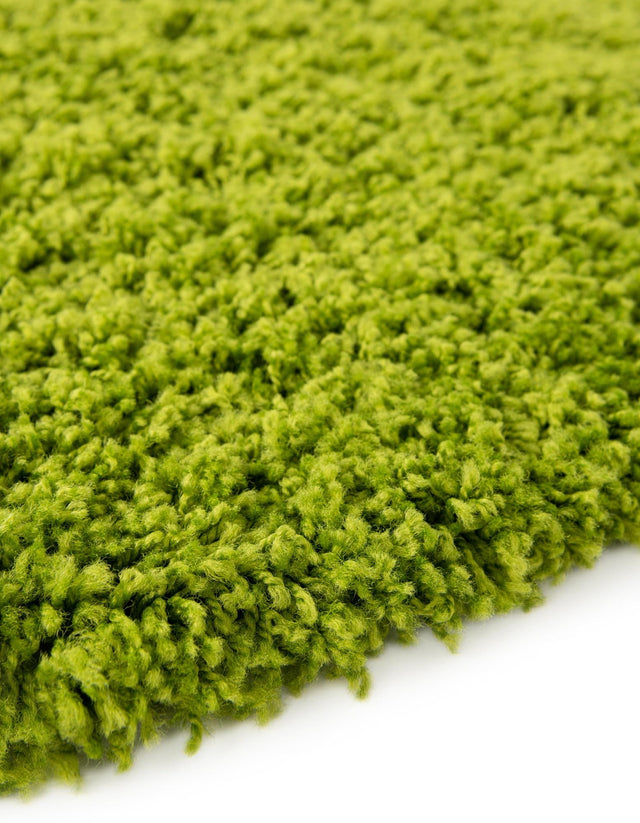 Grass Green 4' 1 x 4' 1 Solid Shag Round Area Rug Thick Soft Touch Fluffy & Plush Shaggy Pile