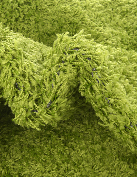 Grass Green 5' 3 x 5' 3 Solid Shag Round Area Rug Thick Soft Touch Fluffy & Plush Shaggy Pile Durable Minimalist Carpet for Classic Interior Design for Sale at Rug Engine