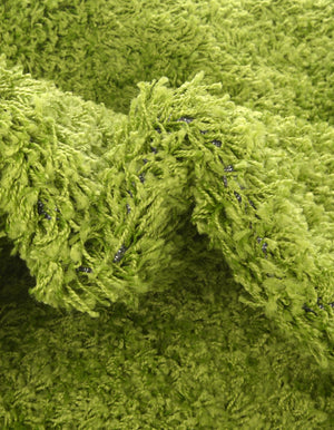 Grass Green 4' 1 x 4' 1 Solid Shag Round Area Rug Thick Soft Touch Fluffy & Plush Shaggy Pile