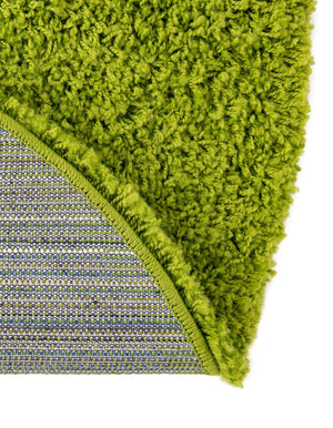 Grass Green 4' 1 x 4' 1 Solid Shag Round Area Rug Thick Soft Touch Fluffy & Plush Shaggy Pile