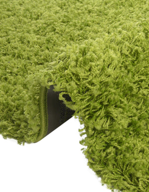 Grass Green 4' 1 x 4' 1 Solid Shag Round Area Rug Thick Soft Touch Fluffy & Plush Shaggy Pile